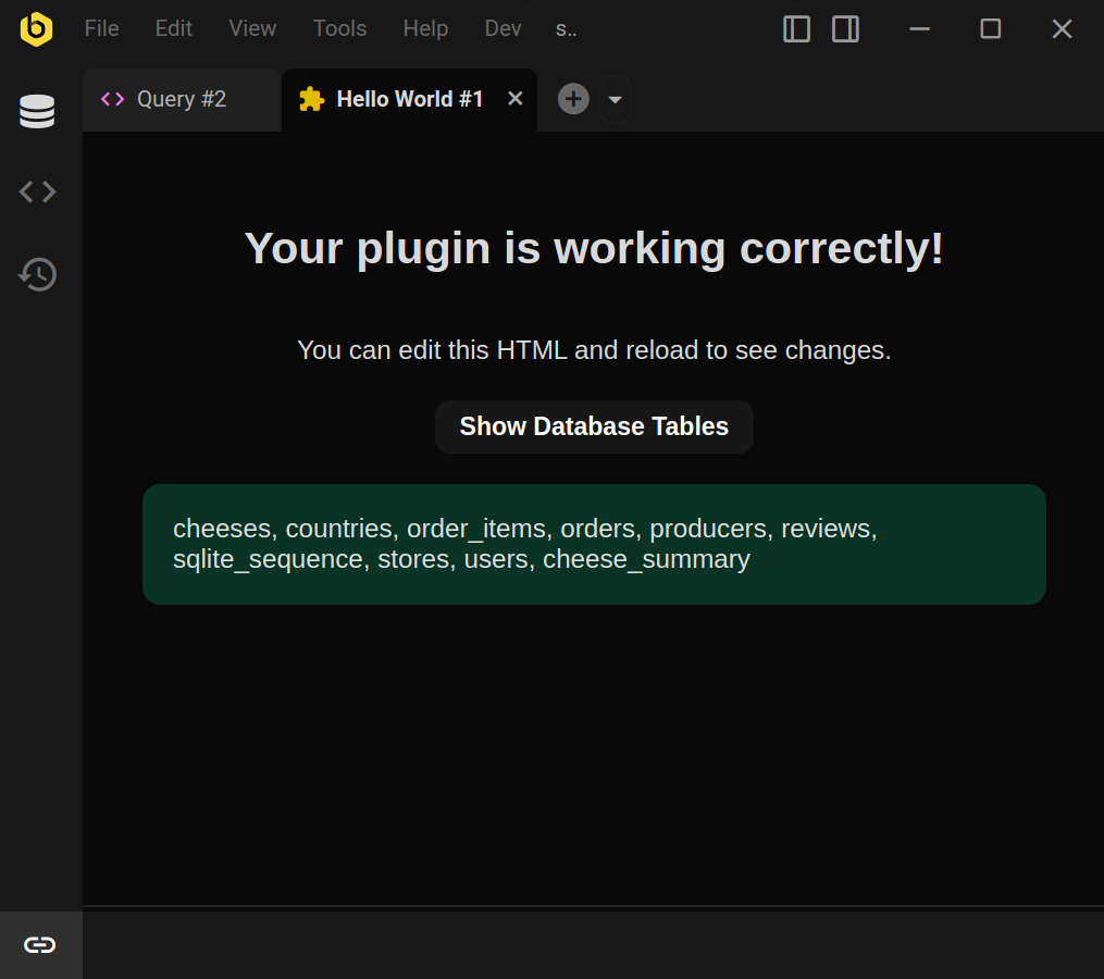 Complete plugin example running