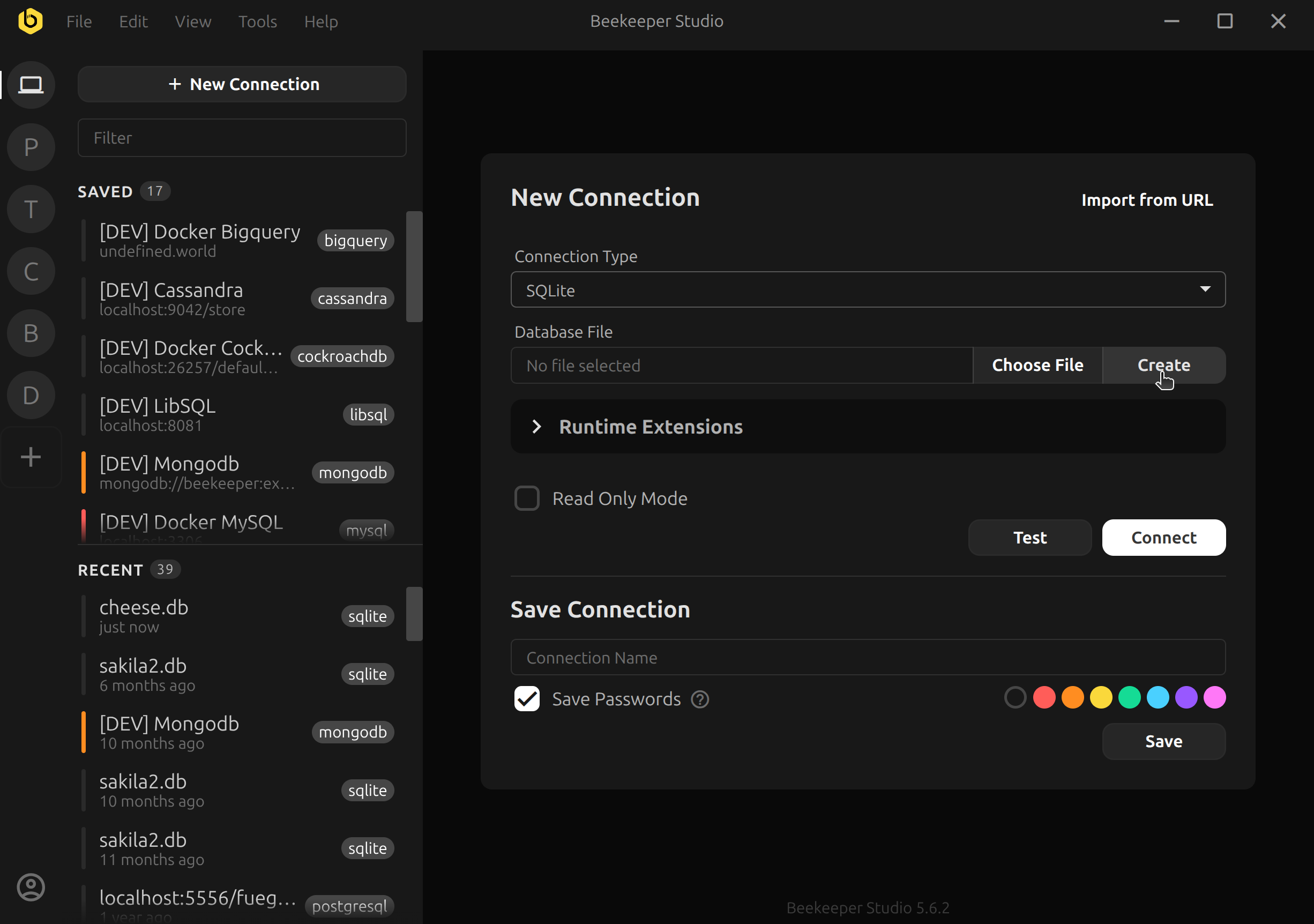 Crear una nueva base de datos SQLite
