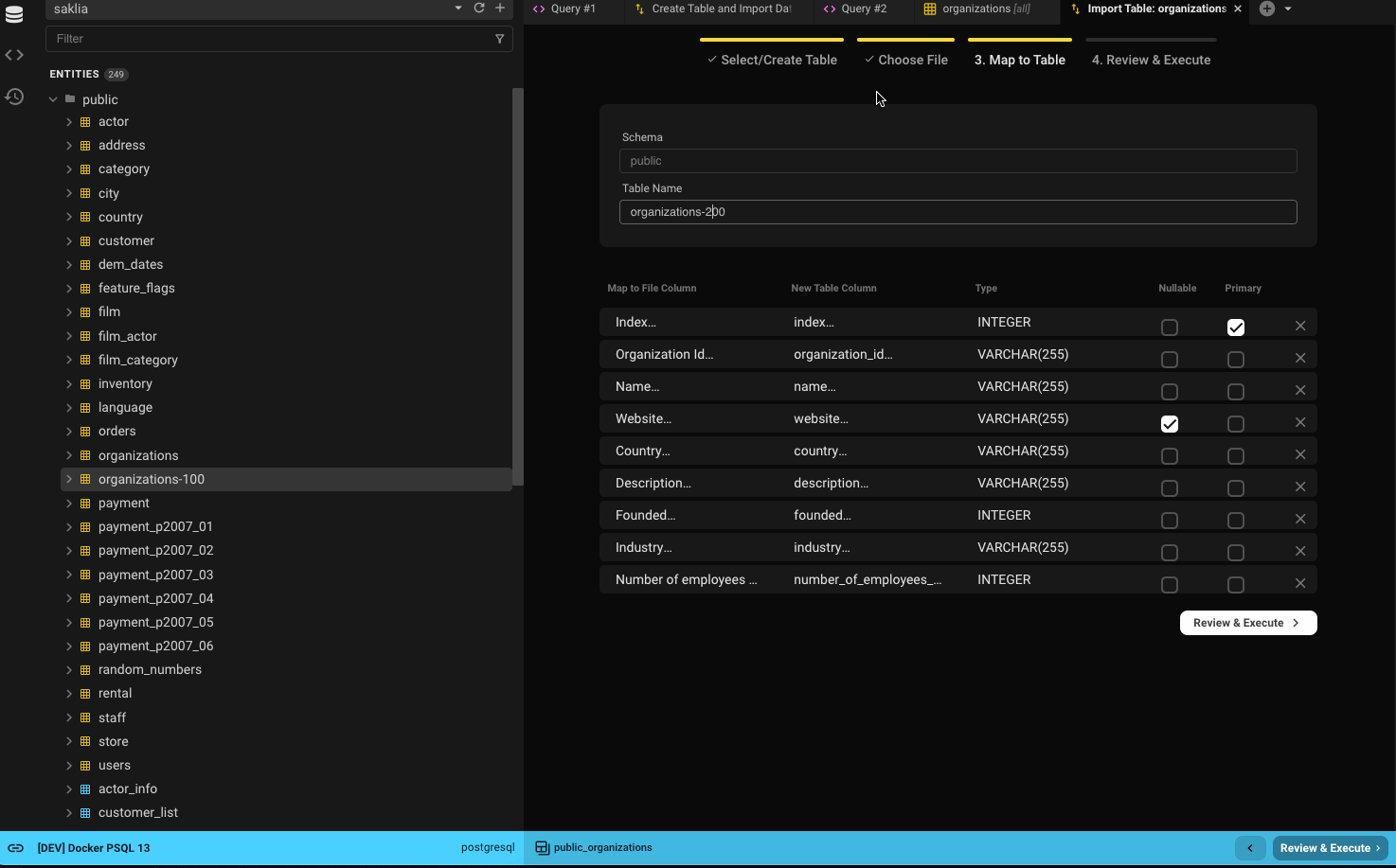Import Map New Table