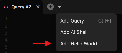 New tab dropdown menu