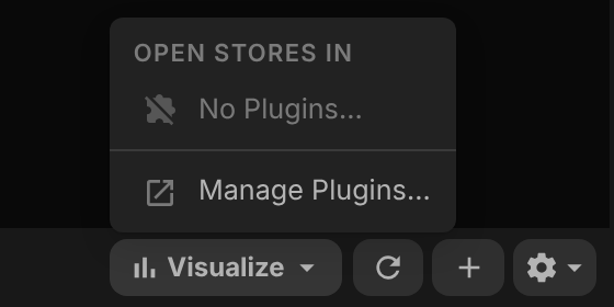 Table view Visualize menu with No Plugins