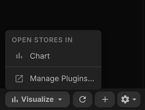 The Visualize menu in the table view status bar with a Chart item