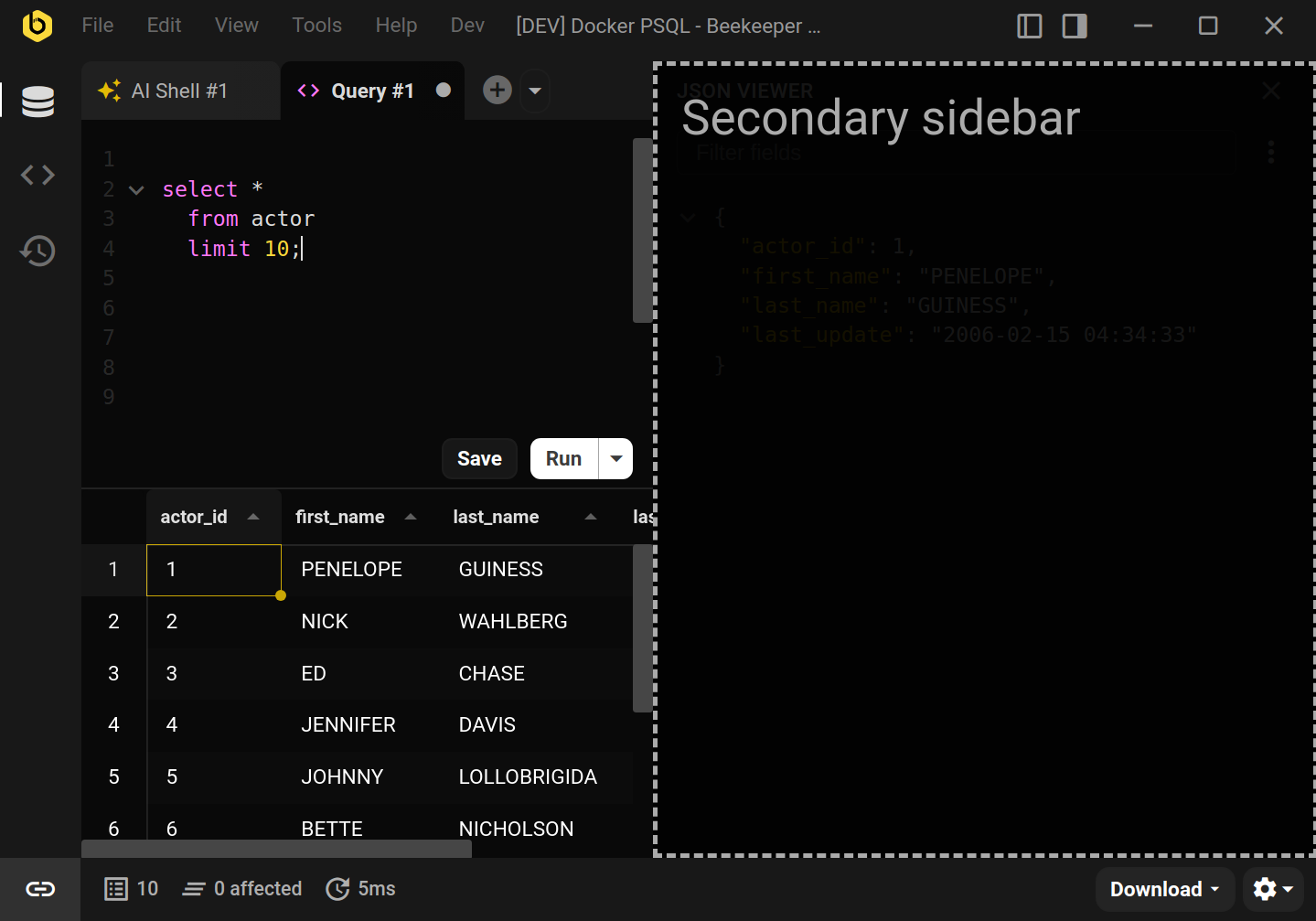 Sidebar View Example
