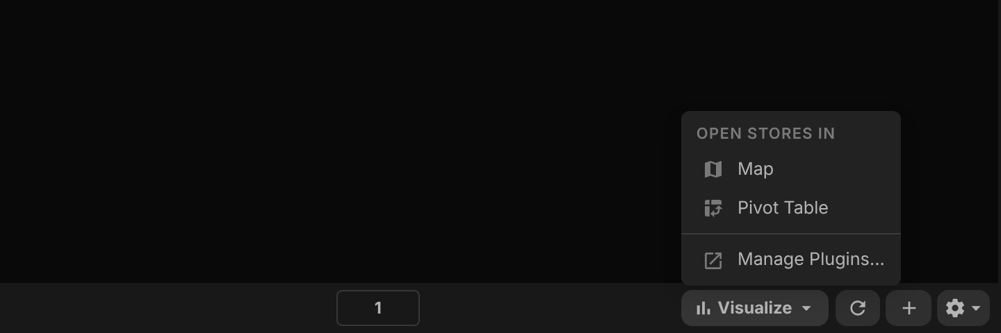 The Visualize menu in the table view status bar